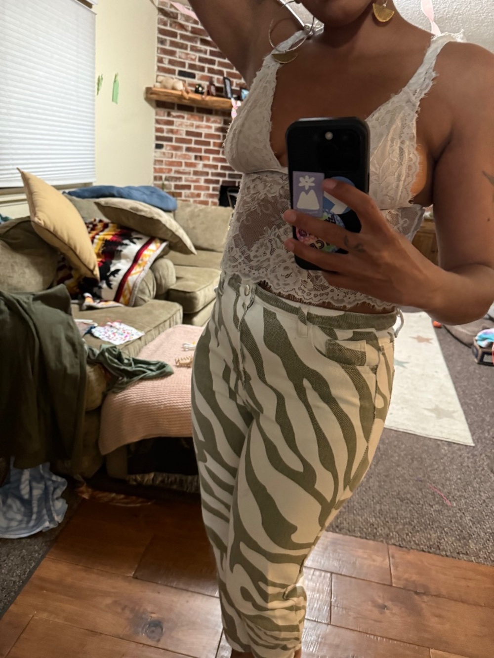 Mint Zebra Stripe Pants